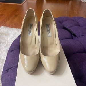 Jimmy choo patent leather nude heels
